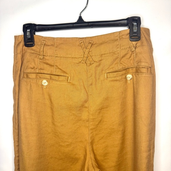 Maeve Anthropologie The Junie High-Rise Flare Pants Utility Linen Size 8 - Picture 9 of 13